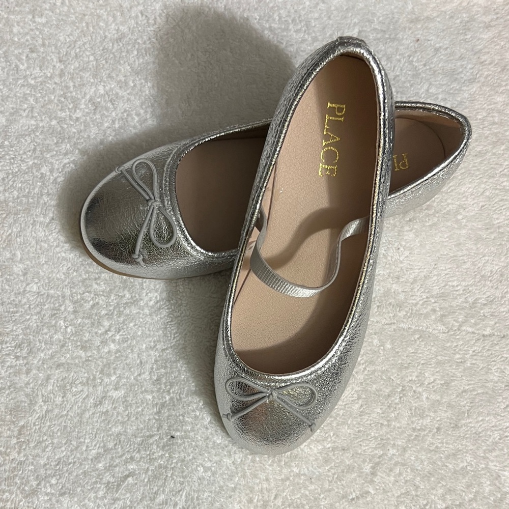 Place Shiny Silver Dress Shoes for Kids - Picture 4 of 5